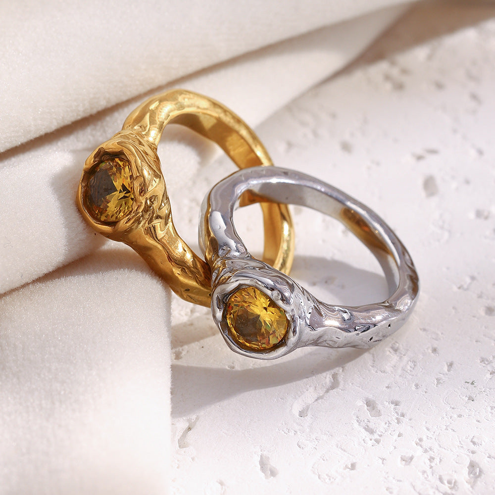 Wholesale Gold-plated white stone thin ring